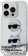 Karl Lagerfeld Liquid Glitter Karl and Choupette Head Zadní Kryt pro iPhone 15 Pro Max Silver - Phone Cover