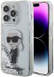 Karl Lagerfeld Liquid Glitter Karl and Choupette Head Back Cover für iPhone 15 Pro Silber - Handyhülle