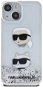 Karl Lagerfeld Liquid Glitter Karl and Choupette Head Zadní Kryt pro iPhone 15 Silver - Phone Cover