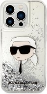 Karl Lagerfeld Liquid Glitter Karl Head Zadný Kryt pre iPhone 15 Pro Max Silver - Kryt na mobil