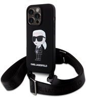 Karl Lagerfeld Liquid Silicone Crossbody Ikonik iPhone 15 Pro Max fekete tok - Telefon tok