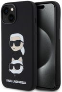 Karl Lagerfeld Liquid Silicone Karl and Choupette Heads Zadní Kryt pro iPhone 15 Black - Phone Cover