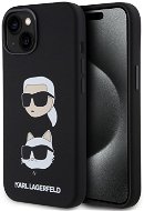 Karl Lagerfeld Liquid Silicone Karl and Choupette Heads Zadný Kryt pre iPhone 15 Black - Kryt na mobil