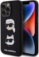 Karl Lagerfeld Liquid Silicone Karl and Choupette Heads Zadní Kryt pro iPhone 15 Pro Max Black - Phone Cover