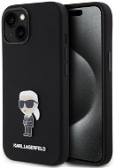 Karl Lagerfeld Liquid Silicone Metal Ikonik Zadný Kryt pre iPhone 15 Black - Kryt na mobil