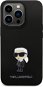 Karl Lagerfeld Liquid Silicone Metal Ikonik Zadný Kryt pre iPhone 15 Pro Black - Kryt na mobil