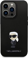 Karl Lagerfeld Liquid Silicone Metal Ikonik Zadný Kryt pre iPhone 15 Pro Black - Kryt na mobil