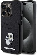 Karl Lagerfeld PU Saffiano Card Slot Metal Karl and Choupette Zadný Kryt pre iPhone 15 Pro Black - Kryt na mobil