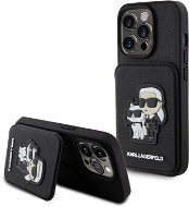 Karl Lagerfeld PU Saffiano Card Slot Stand Karl and Choupette Zadný Kryt pre iPhone 15 Pro Black - Kryt na mobil