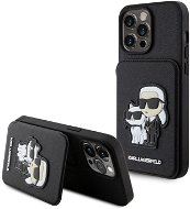 Karl Lagerfeld PU Saffiano Card Slot Stand Karl and Choupette Zadný Kryt pre iPhone 15 Pro Max Black - Kryt na mobil