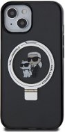 Karl Lagerfeld Ringstand Karl and Choupette MagSafe Back Cover für iPhone 15 Schwarz - Handyhülle