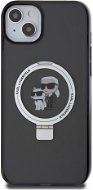 Karl Lagerfeld Ringstand Karl and Choupette MagSafe Zadný Kryt pre iPhone 15 Plus Black - Kryt na mobil