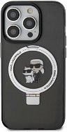 Karl Lagerfeld Ringstand Karl and Choupette iPhone 15 Pro fekete MagSafe tok - Telefon tok