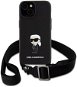 Karl Lagerfeld Saffiano Crossbody Metal Ikonik Zadný Kryt na iPhone 15 Black - Kryt na mobil
