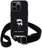Karl Lagerfeld Saffiano Crossbody Metal Ikonik iPhone 15 Pro fekete tok - Telefon tok