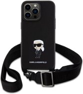 Karl Lagerfeld Saffiano Crossbody Metal Ikonik Zadný Kryt pre iPhone 15 Pro Max Black - Kryt na mobil