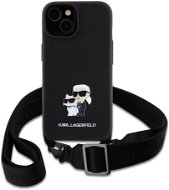 Karl Lagerfeld Saffiano Crossbody Metal Karl and Choupette Zadní Kryt pro iPhone 15 Plus Black - Phone Cover