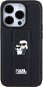 Karl Lagerfeld Saffiano Grip Stand Metal Logo Back Cover für iPhone 15 Pro Schwarz - Handyhülle