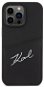 Karl Lagerfeld Saffiano Card Slot Metal Signature Zadní Kryt pro iPhone 13 Pro Black - Phone Cover