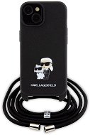 Karl Lagerfeld Saffiano Nylon Crossbody Metal Karl and Choupette Back Cover für iPhone 15 Black - Handyhülle