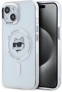 Karl Lagerfeld IML Choupette Head Metal Frame MagSafe Back Cover for iPhone 15 Transparent - Phone Cover