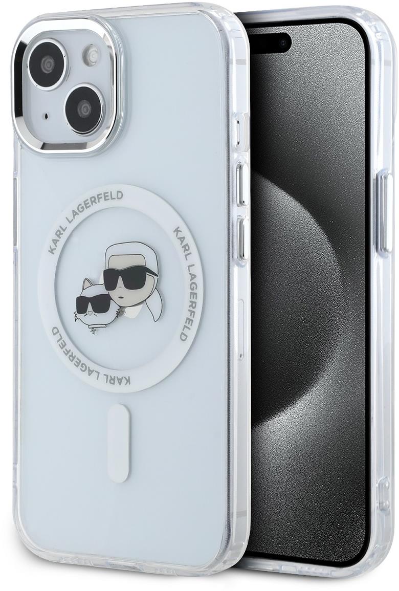 Karl Lagerfeld IML K&CH Heads Metal Frame MagSafe iPhone 14 átlátszó tok
