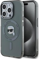 Karl Lagerfeld IML Karl Head Metal Frame MagSafe Back Cover for iPhone 15 Pro Max Black - Phone Cover