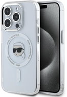 Karl Lagerfeld IML Karl Head Metal Frame MagSafe Back Cover for iPhone 15 Pro Max Transparent - Phone Cover