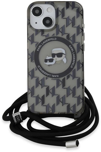 Karl Lagerfeld IML Monogram Crossbody K&CH Heads MagSafe iPhone 15 Black tok - Telefon tok - Fő fotó