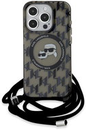 Karl Lagerfeld IML Monogram Crossbody K&CH Heads MagSafe Back Cover for iPhone 15 Pro Max Black - Phone Cover