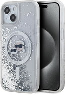 Karl Lagerfeld Liquid Glitter Karl and Choupette Heads MagSafe Zadní Kryt pro iPhone 14 Transparent - Phone Cover
