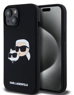 Karl Lagerfeld Liquid Silicone Double Heads MagSafe Back Cover for iPhone 15 Black - Phone Cover