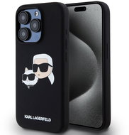 Karl Lagerfeld Liquid Silicone Double Heads MagSafe Back Cover for iPhone 15 Pro Black - Phone Cover