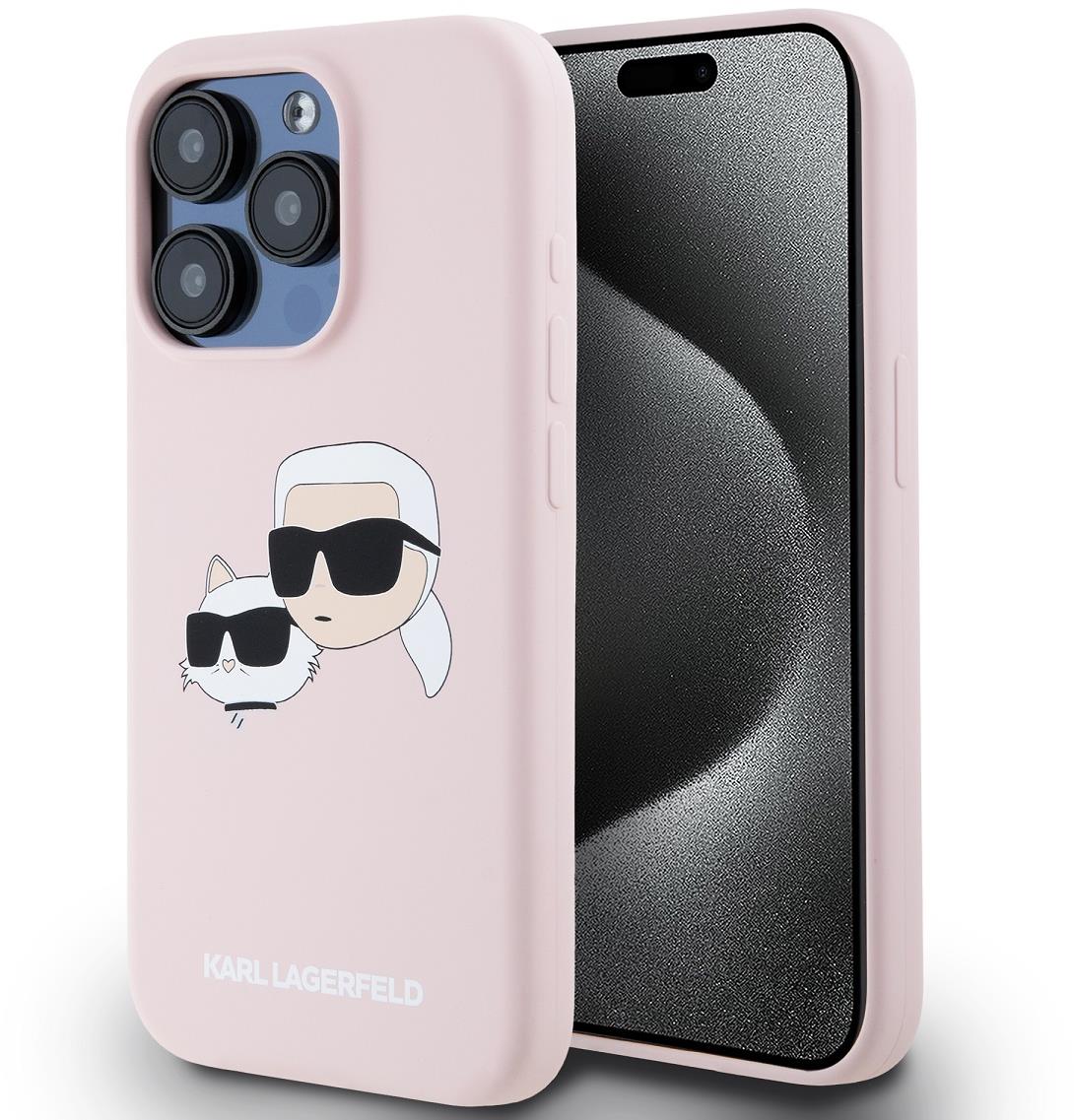 Karl Lagerfeld Liquid Silicone Double Heads MagSafe iPhone 15 Pro Max Pink tok