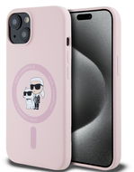 Karl Lagerfeld Liquid Silicone Karl and Choupette MagSafe iPhone 14 Pink tok - Telefon tok