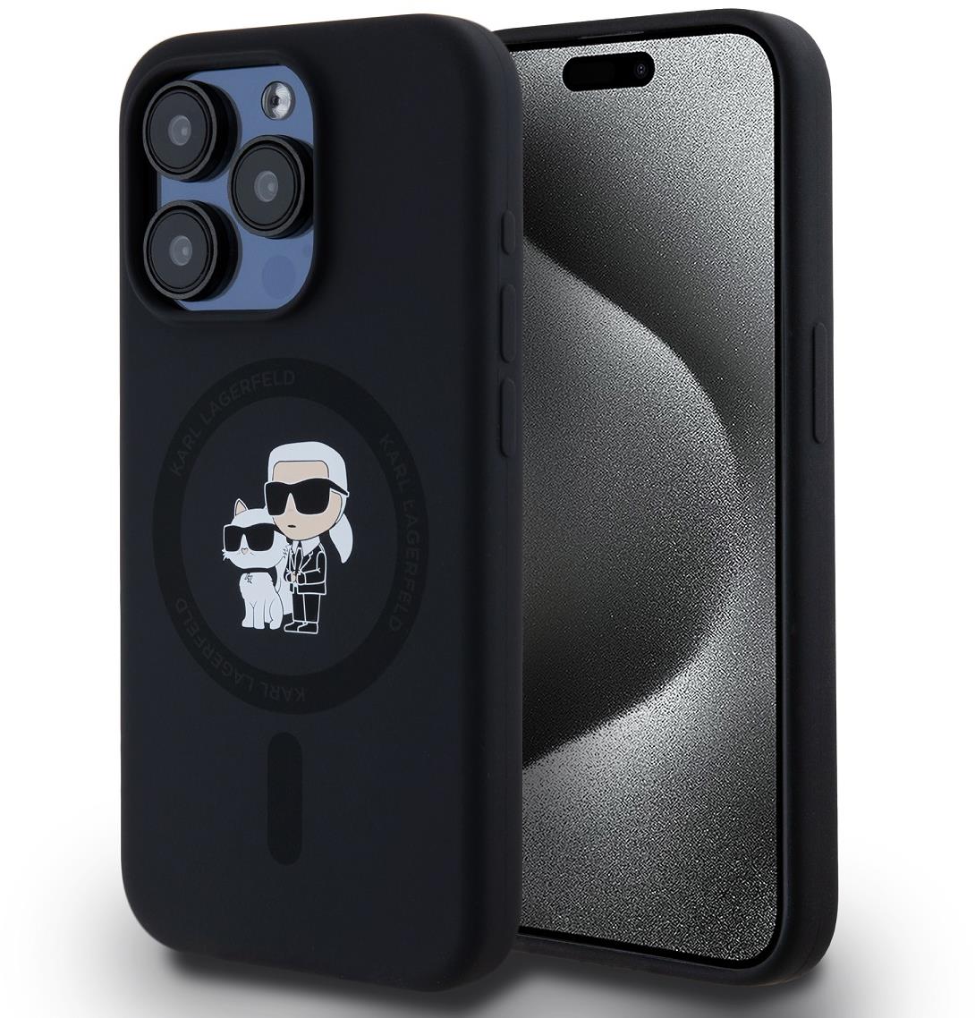 Karl Lagerfeld Liquid Silicone Karl and Choupette MagSafe iPhone 14 Pro Black tok