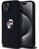 Karl Lagerfeld Liquid Silicone Karl and Choupette MagSafe Back Cover for iPhone 15 Black - Phone Cover