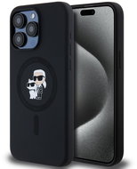 Karl Lagerfeld Liquid Silicone Karl and Choupette MagSafe Back Cover for iPhone 15 Pro Max Black - Phone Cover