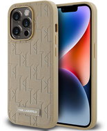 Karl Lagerfeld PU Leather Monogram Metal Logo MagSafe Back Cover for iPhone 14 Pro Beige - Phone Cover