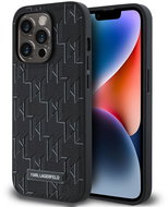 Karl Lagerfeld PU Leather Monogram Metal Logo MagSafe Back Cover for iPhone 14 Pro Black - Phone Cover