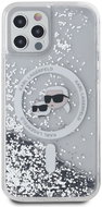 Karl Lagerfeld Liquid Glitter Karl and Choupette Heads MagSafe Zadní Kryt pro iPhone 12/12 Pro Trans - Phone Cover