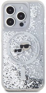Karl Lagerfeld Liquid Glitter Karl and Choupette Heads MagSafe Back Cover for iPhone 15 Pro Transpar - Phone Cover