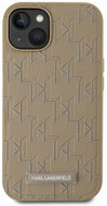 Karl Lagerfeld PU Leather Monogram Metal Logo MagSafe Back Cover for iPhone 14 Beige - Phone Cover