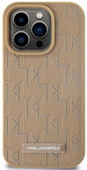 Karl Lagerfeld PU Leather Monogram Metal Logo MagSafe Back Cover for iPhone 14 Pro Max Beige - Phone Cover