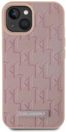 Karl Lagerfeld PU Leather Monogram Metal Logo MagSafe Zadní Kryt pro iPhone 15 Pink - Kryt na mobil
