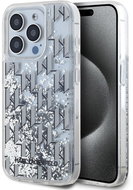 Karl Lagerfeld Liquid Glitter Monogram Gradient Back Cover for iPhone 15 Pro Max White - Phone Cover