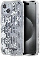 Karl Lagerfeld Liquid Glitter Monogram Gradient Zadní Kryt pro iPhone 15 White - Kryt na mobil