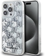 Karl Lagerfeld Liquid Glitter Monogram Gradient Back Cover for iPhone 14 White - Phone Cover