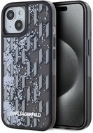 Karl Lagerfeld Liquid Glitter Monogram Gradient Back Cover for iPhone 14 Black - Phone Cover