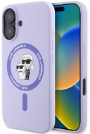 Karl Lagerfeld Liquid Silicone Karl and Choupette MagSafe Back Cover for iPhone 16 Purple - Phone Cover